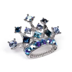 Blue And Silver Crown Brooch