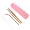 Buckingham Palace Reusable Metal Straws In Pink Bag