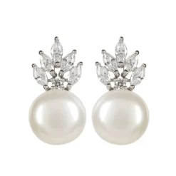 Crown And Pearl Stud Earrings