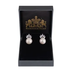 Crown And Pearl Stud Earrings