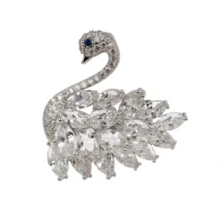 Crystal Swan Brooch