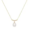 Gold Crescent Pearl Drop Necklace
