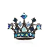 Small Blue Crystal Crown Brooch