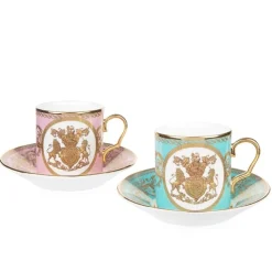 Special Edition Lustre Pink And Green Coffee Cup And Saucer