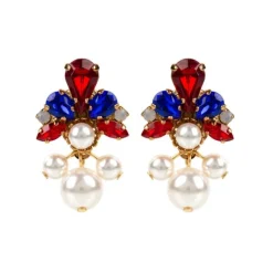 Vicki Sarge Red, White And Blue Pearl Drop Earrings